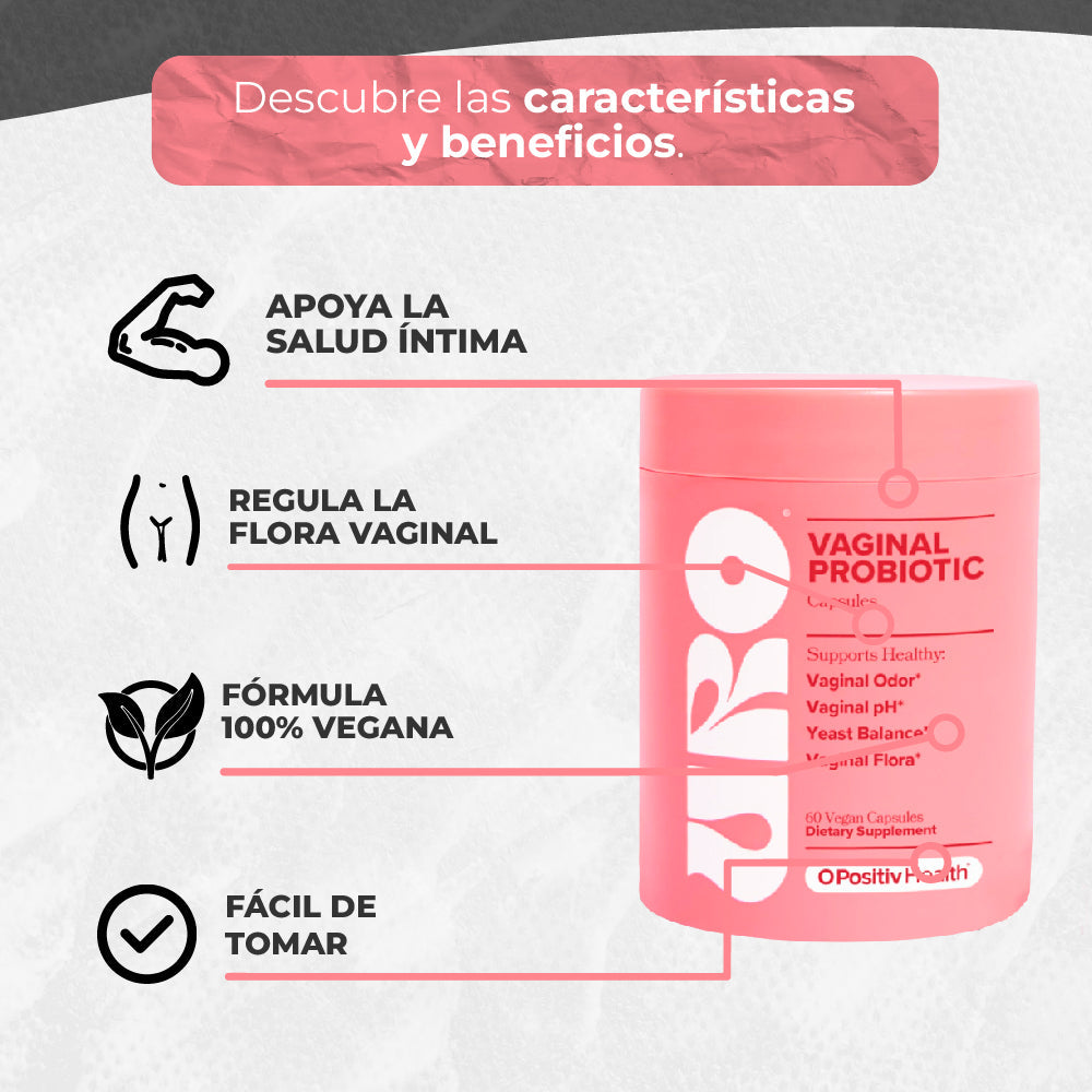 URO Probiótico Vaginal - 60 Cápsulas | Regula el PH íntimo y Regula el Mal Olor