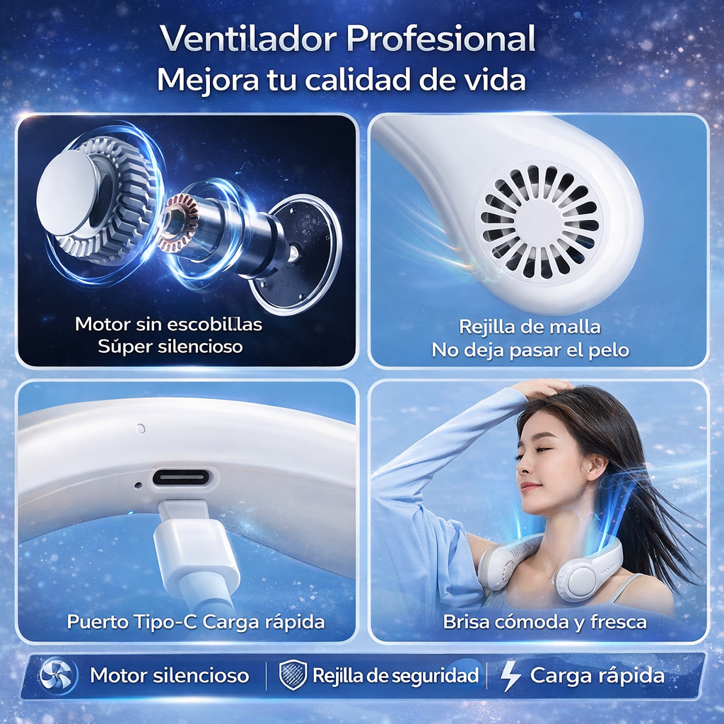 AirGo™ Ventilador de Cuello Portátil Recargable