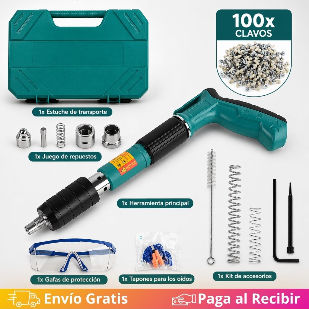 FixPro Gun™ - Pistola Remachadora + 100 Clavos Fulminantes