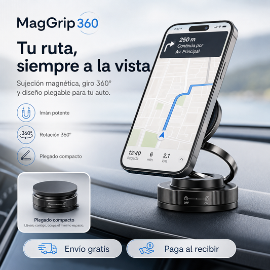 Soporte Magnético GripGo 360° - Agarre firme en segundos
