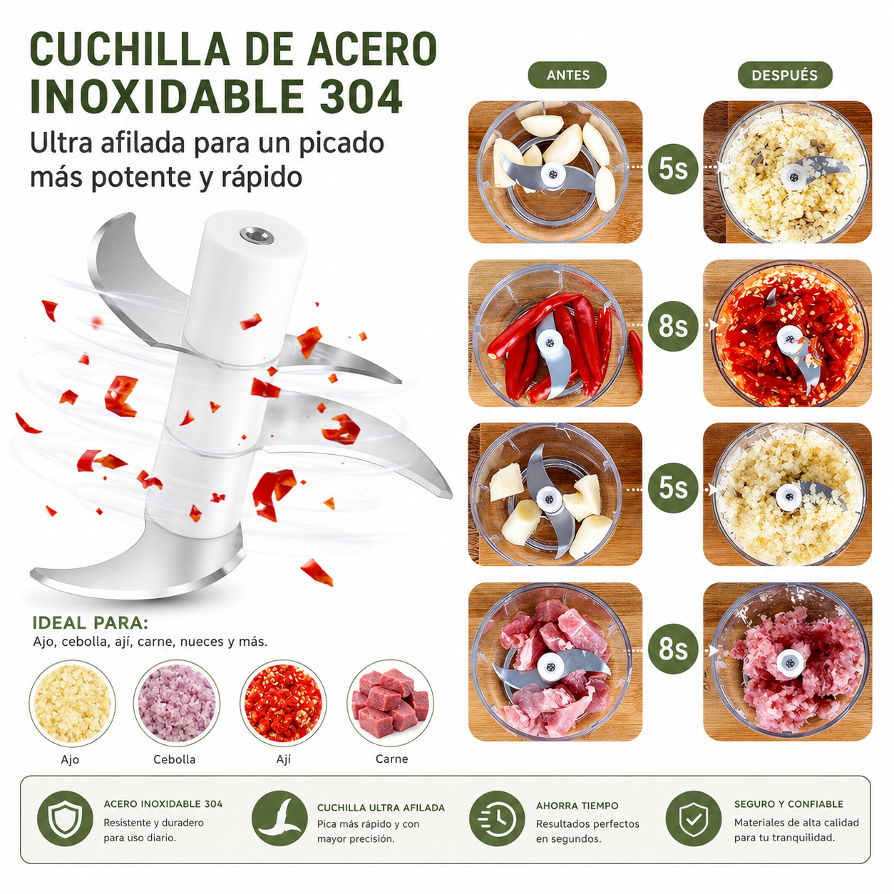 MiniChop - Cocina más rápido y sin olor en manos