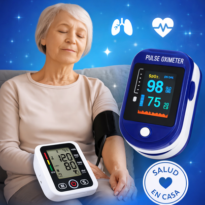 Monitor digital de presión arterial + Oxímetro: Salud en casa