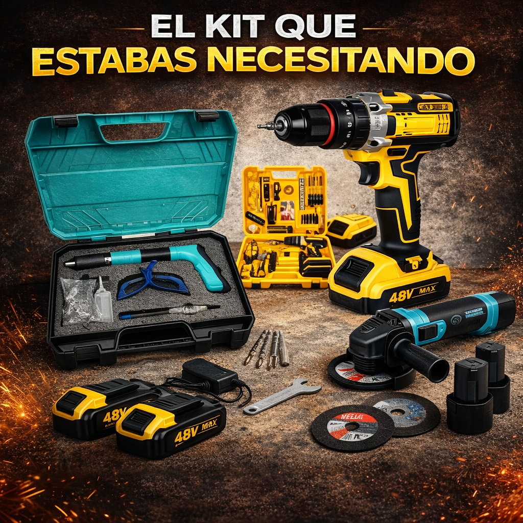 Kit Maestro 3-en-1™ Taladro + Amoladora + Clavadora Profesional