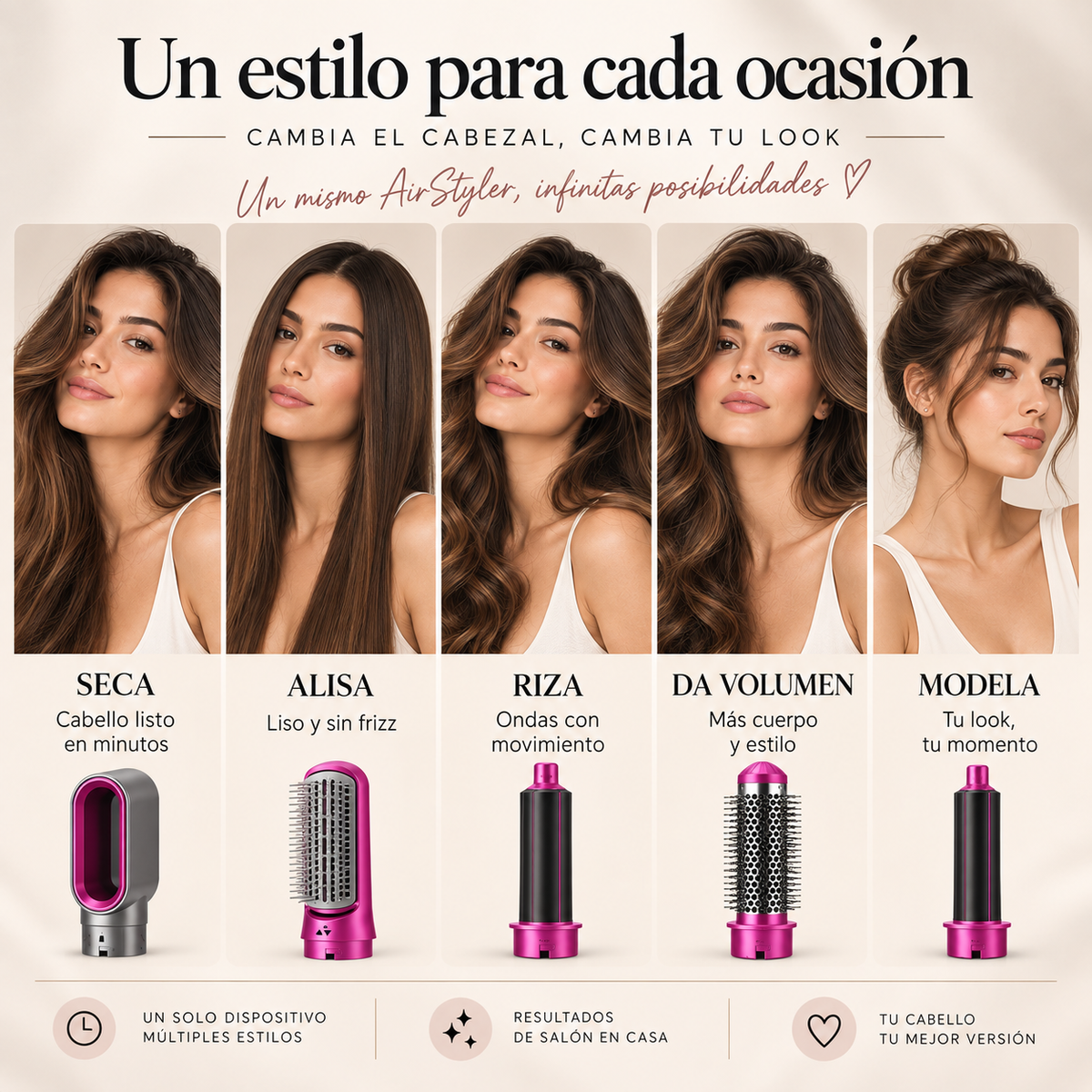 AirStyler™ 5 en 1 Cepillo Eléctrico Secador